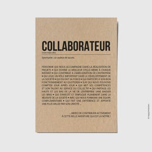 Carte définition collaborateur - Remerciement collaborateur - Carte départ collaborateur - Carte amitié collaborateur - Personnalisable