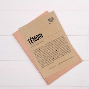 Carte définition Témoin de mariage - Carte demande témoin mariage - Annonce témoin - Demande témoin - Cadeau témoin - Personnalisable immagine 2
