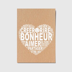Happiness Postcard - White ink kraft paper