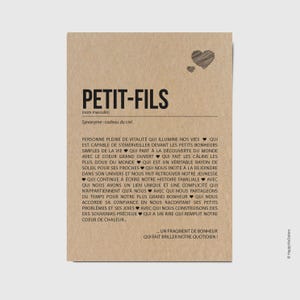 Carte définition petits-fils - Carte de grands-parents pour petit-fils - Carte d'anniversaire - Carte d'affection - Personnalisable