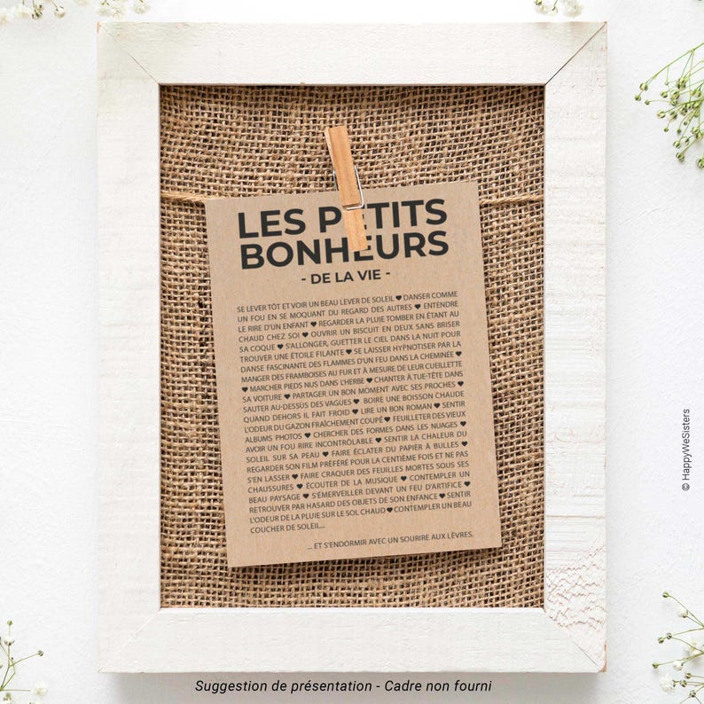 Carte "Les petits Bonheurs de la vie" - Carte de soutien - Carte d'affection - Carte typographique - Happy List - Personnalisable image 5