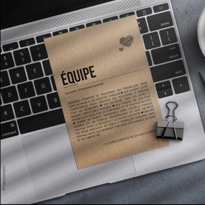 Carte définition équipe - Carte départ travail - Carte de remerciements collègues - Au revoir équipe - Cadeau départ personnalisable image 3