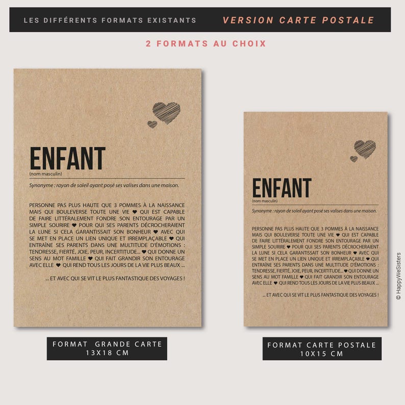 Carte définition enfant - Carte de félicitation naissance - Cadeau naissance - Personnalisable en option image 5
