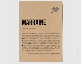 Godmother definition card - Godmother gift - Godmother announcement - Customizable as an option