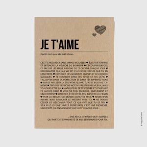 Carte "Je t'aime" - Carte amour - Carte Saint-Valentin - Déclaration d'amour - Carte anniversaire pour amoureux Personnalisable