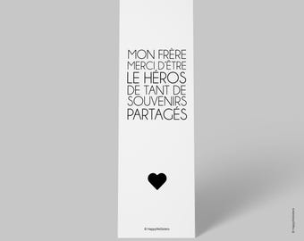 Marque-page Citation pour Frère – Cadeau Unique et Sentimental - Idée cadeau noël frère - Édition Limitée