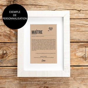 Carte définition Maître - Carte Merci maître - Idée cadeau maître - Personnalisation possible image 5