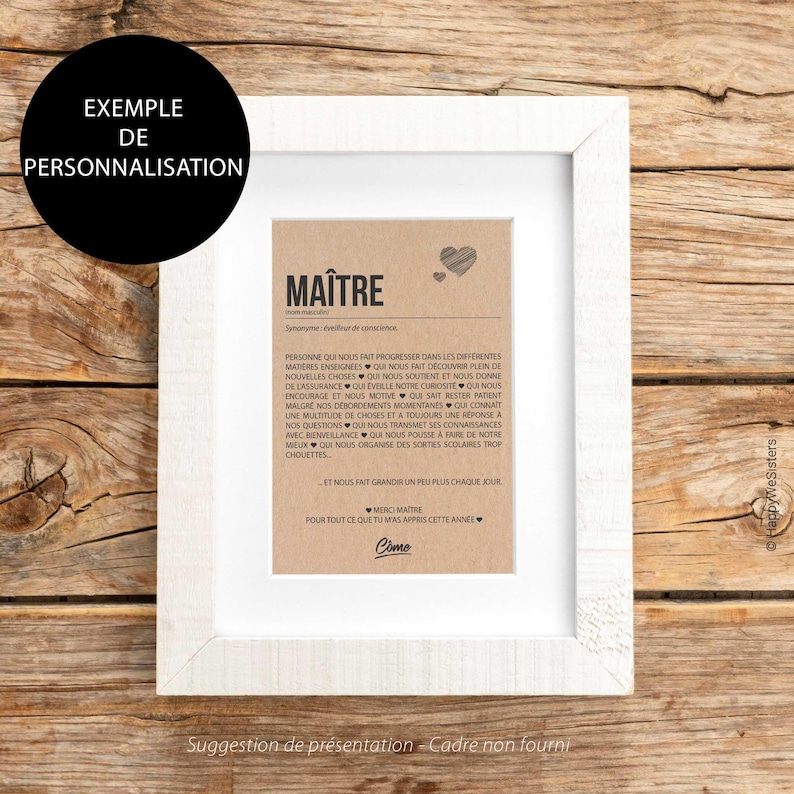 Carte définition Maître - Carte Merci maître - Idée cadeau maître - Personnalisation possible image 5