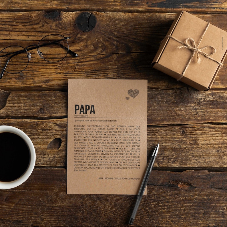 Carte définition papa - Carte d'anniversaire - Carte de fête des pères - Carte de positivité imagen 5