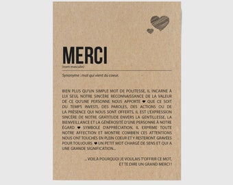 Carte Merci définition - Carte de remerciement - Merci beaucoup - Carte d'affection - merci - Carte de gratitude personnalisable