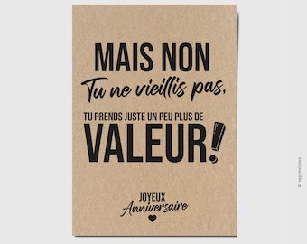 Carte d'anniversaire humour - Happy Birthday - Joyeux anniversaire - Carte personnalisable au verso - Carte originale anniversaire
