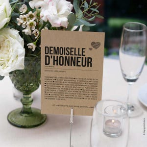 Carte définition Demoiselle d'honneur - Carte demande demoiselle d'honneur mariage - - Cadeau mariage - Personnalisable imagen 5