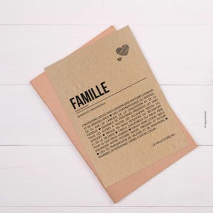 Carte définition famille - Cadeau pour parents/Frères et soeurs/Grands-parents - Personnalisable image 2