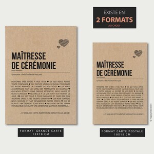 Carte définition Maîtresse de cérémonie mariage - Carte mariage - Cadeau maîtresse de cérémonie mariage laïque - Personnalisable imagen 4