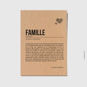 Carte définition famille - Cadeau pour parents/Frères et soeurs/Grands-parents - Personnalisable