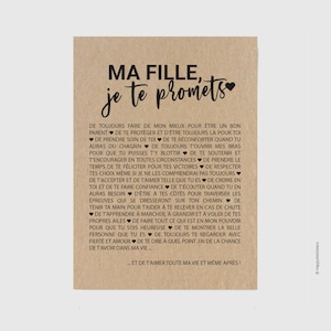 Carte "Ma fille, je te promets" - Personnalisable - Cadeau naissance - Cadeau pour sa fille - Carte d'affection - Carte d'anniversaire