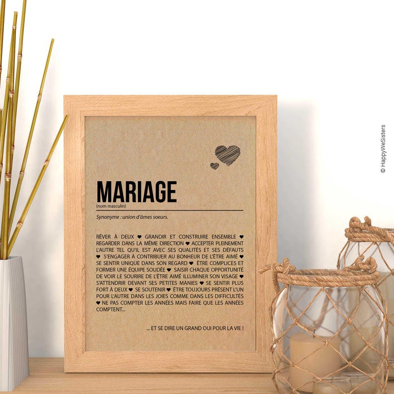 Carte définition mariage - Cadeau de mariage - Carte de félicitations mariage - Demande en mariage - Personnalisable - Voeux de mariage afbeelding 9