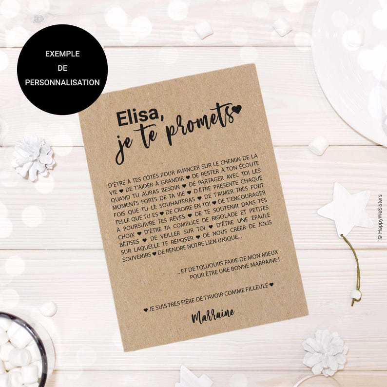 Customizable Goddaughter/Godmother card - baptism gift idea - goddaughter birth gift image 3