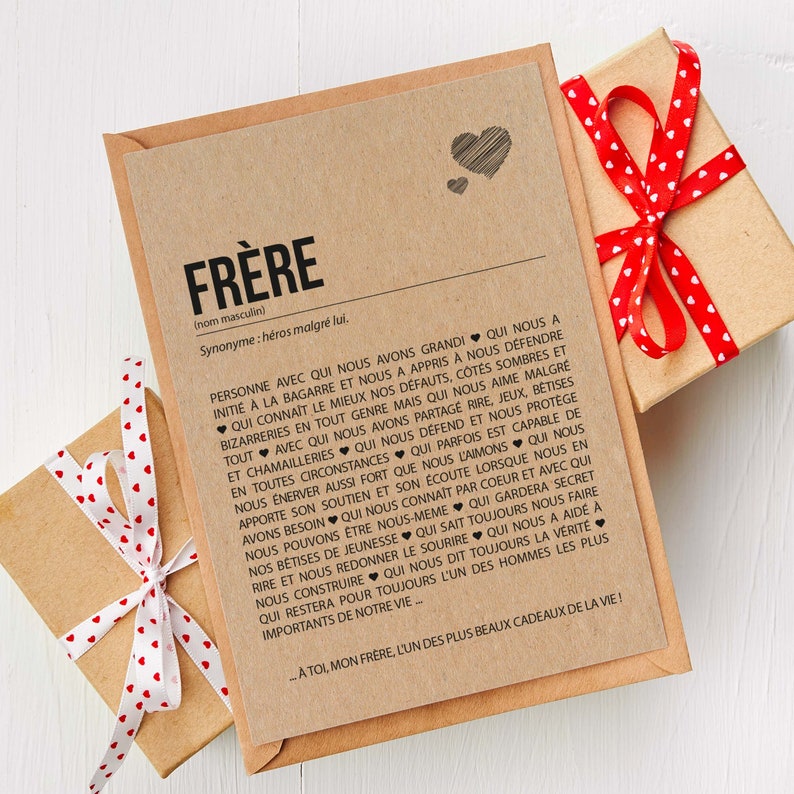 Carte définition frère Carte anniversaire frère Cadeau noël frère Idée cadeau frère Personnalisable image 3