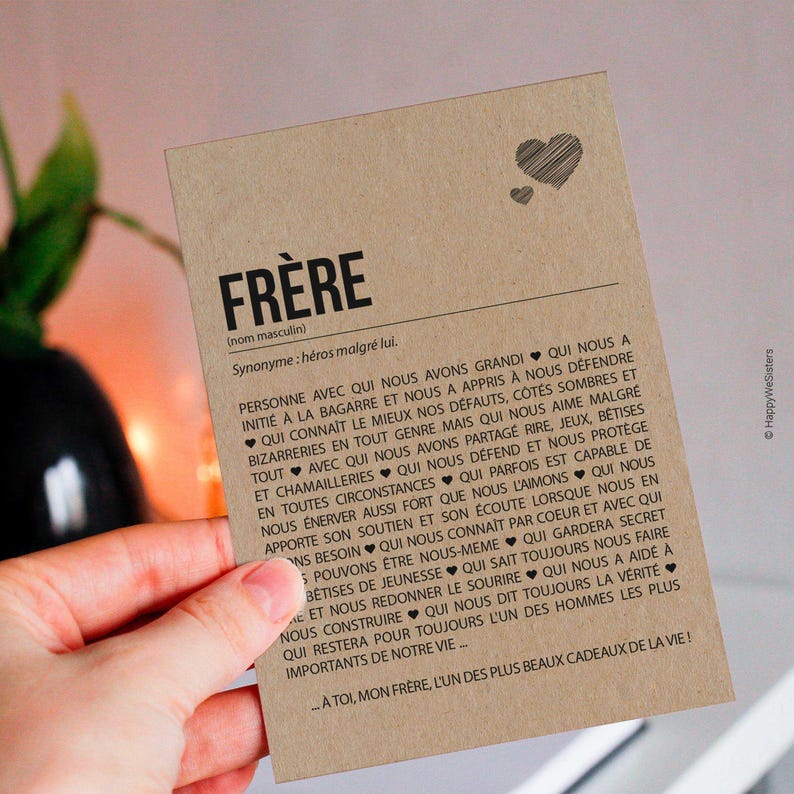 Carte définition frère - Carte anniversaire frère - Cadeau noël frère - Idée cadeau frère - Personnalisable image 3