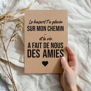 Carte à message - Carte citation sur l'amitié - Carte amie - Carte d'affection - Carte de gratitude personnalisable 画像 3