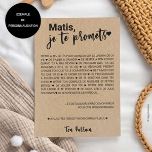 Carte Filleul/Parrain personnalisable - idée cadeau baptême - cadeau naissance filleul image 3