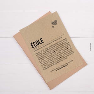 Carte définition Ecole - Carte Merci maîtresse - Idée cadeau fin année scolaire - Personnalisation possible image 2
