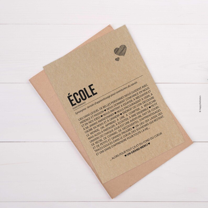 Carte définition Ecole - Carte Merci maîtresse - Idée cadeau fin année scolaire - Personnalisation possible image 2