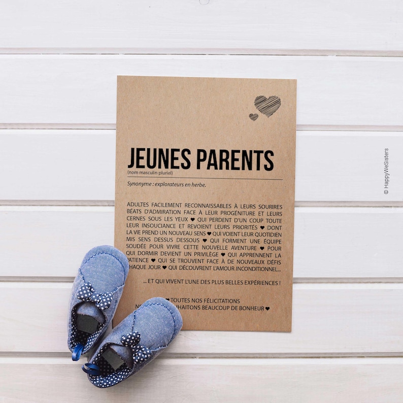 Carte définition Jeunes Parents - Carte de félicitation naissance - Cadeau naissance - Félicitations jeunes parents - Personnalisable Bild 4