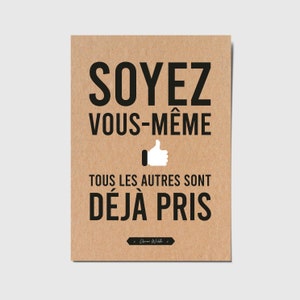 Card with French quote "Be yourself, everyone else is already taken" Oscar Wilde