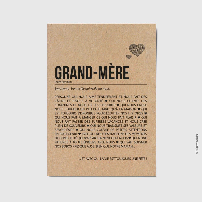 Carte définition grand-mère Personnalisable - Carte d'anniversaire grand-mère - Carte fête des grands-mères - Idée cadeau image 1