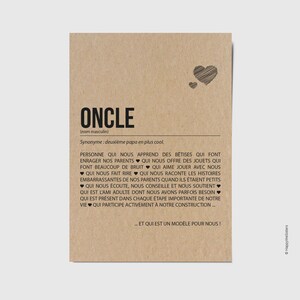 Carte définition Oncle - Carte d'anniversaire Oncle - Carte noël Oncle - Idée carte annonce grossesse Oncle - Personnalisation possible