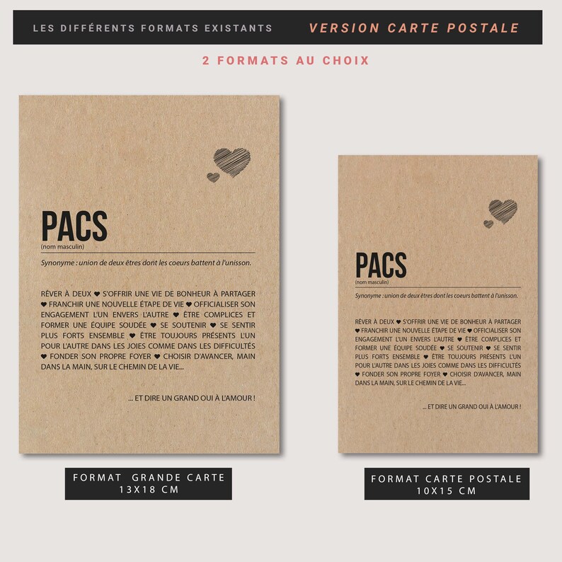 Carte PACS Cadeau de PACS Carte de félicitations PACS Félicitations union Personnalisable Voeux de bonheur Annonce pacs image 7