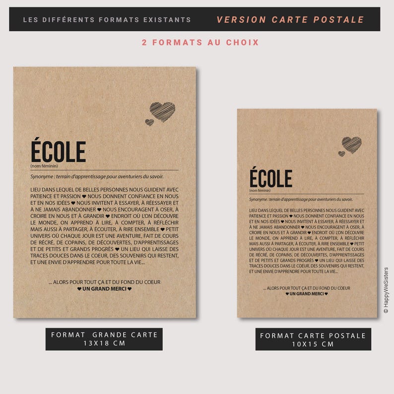 Carte définition Ecole - Carte Merci maîtresse - Idée cadeau fin année scolaire - Personnalisation possible image 6