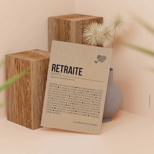 Carte définition retraite - Carte départ à la retraite - Carte bonne retraite collègue, ami, famille Cadeau départ retraite -personnalisable image 3