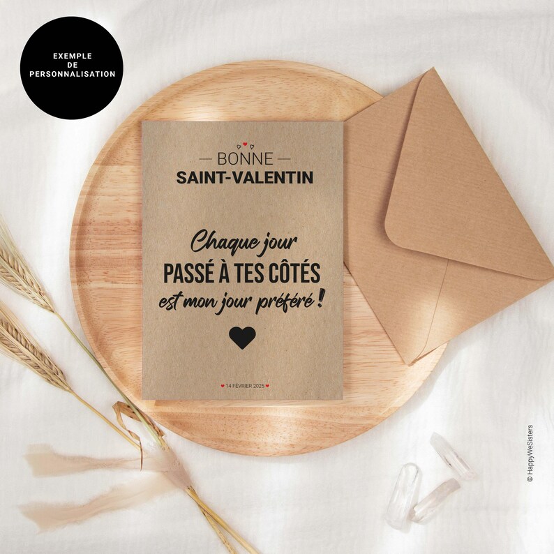 Carte citation "Chaque jour passé à tes côtés est mon jour préféré " - Carte déclaration d'amour - Mot doux Saint-Valentin - Personnalisable afbeelding 4