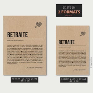 Carte définition retraite - Carte départ à la retraite - Carte bonne retraite collègue, ami, famille Cadeau départ retraite -personnalisable image 7