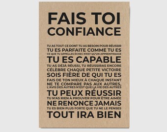 Fais toi confiance - Carte de motivation - Carte d'encouragement - Carte de soutien