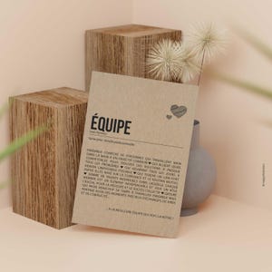 Carte définition équipe - Carte départ travail - Carte de remerciements collègues - Au revoir équipe - Cadeau départ personnalisable image 5