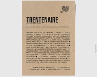 Carte d'anniversaire 30 ans originale - Carte définition trentenaire - Anniversaire entre 30 et 39 ans - Personnalisable