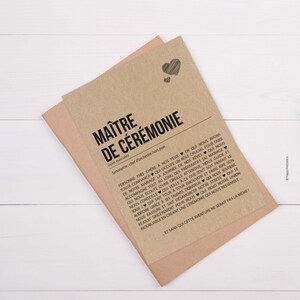 Carte définition Maître de cérémonie mariage - Carte mariage - Cadeau maître de cérémonie mariage - Personnalisable imagen 2