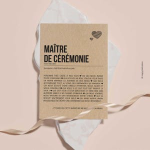 Carte définition Maître de cérémonie mariage - Carte mariage - Cadeau maître de cérémonie mariage - Personnalisable imagen 3