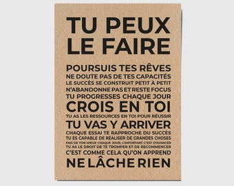 Tu peux le faire - Carte de motivation - Carte d'encouragement - Carte de soutien