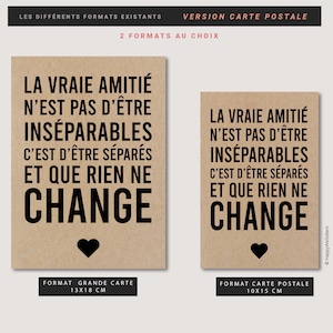 Carte d'amitié distance - Carte citation sur l'amitié - Carte ami - Carte d'affection personnalisable image 5