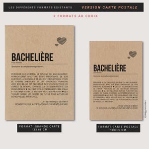 Carte Définition Bachelière - Félicitations réussite baccalauréat - Carte Personnalisable - Félicitations examen - Idée cadeau obtention Bac 画像 5
