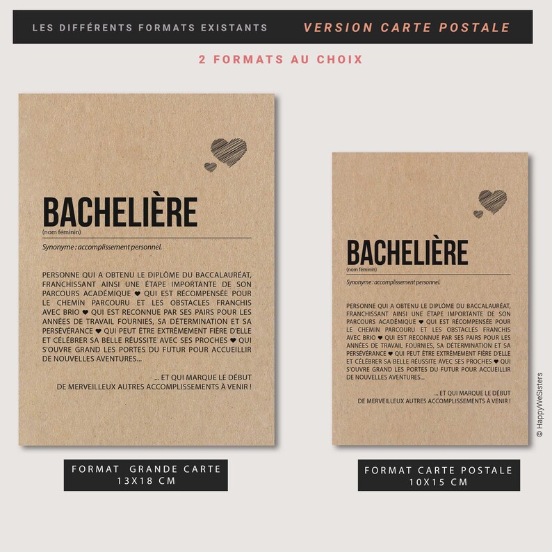 Carte Définition Bachelière - Félicitations réussite baccalauréat - Carte Personnalisable - Félicitations examen - Idée cadeau obtention Bac 画像 5