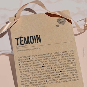 Carte définition Témoin de mariage - Carte demande témoin mariage - Annonce témoin - Demande témoin - Cadeau témoin - Personnalisable immagine 5
