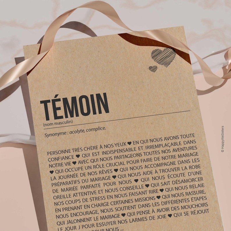 Carte définition Témoin de mariage - Carte demande témoin mariage - Annonce témoin - Demande témoin - Cadeau témoin - Personnalisable immagine 5