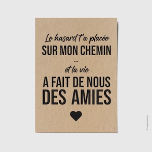 Carte à message - Carte citation sur l'amitié - Carte amie - Carte d'affection - Carte de gratitude personnalisable