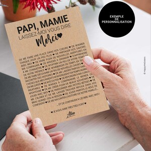 Carte Merci Papi, Mamie personnalisable - Idée cadeau grands-parents - Carte d'affection image 3